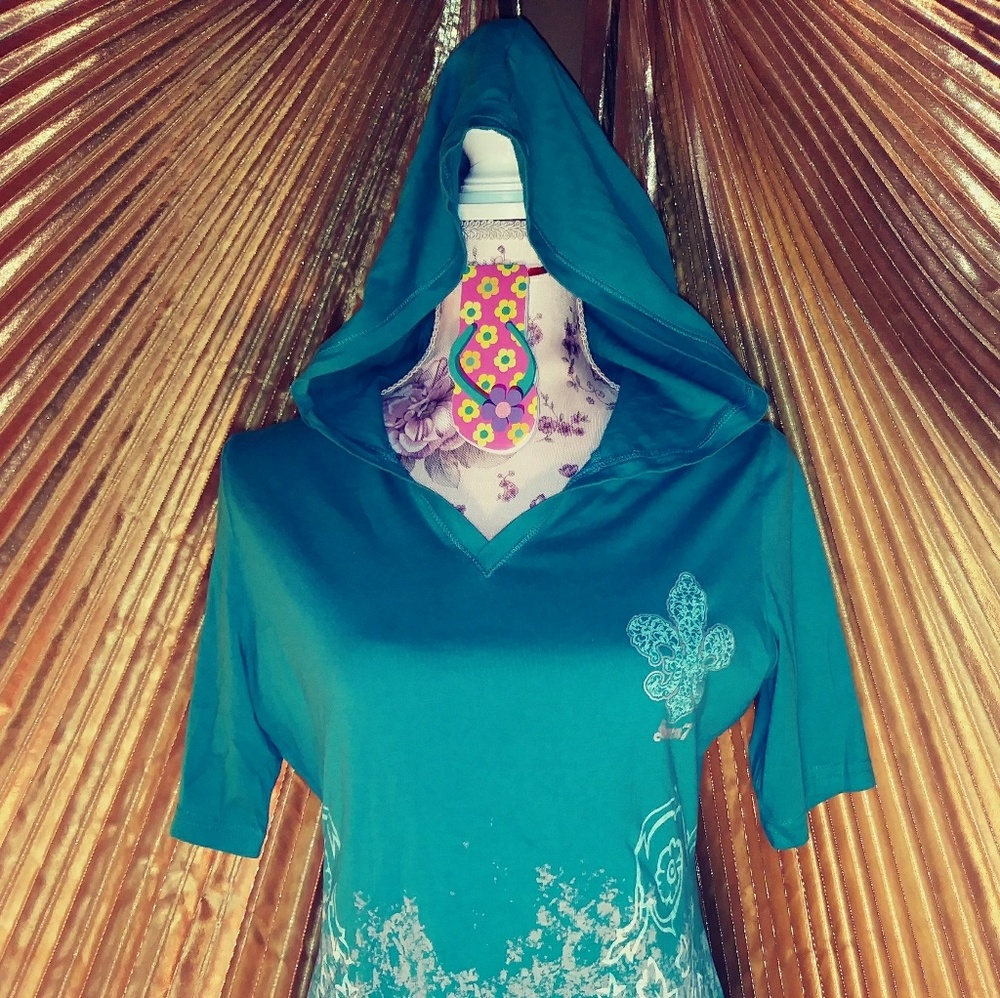 Seven7 Teal hooded tee